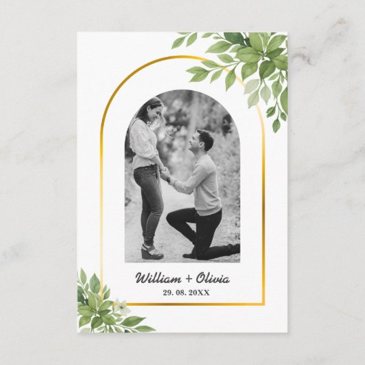Sage Green Greenery Calendar Wedding Sla de datum Informatiekaartje (Achterkant)