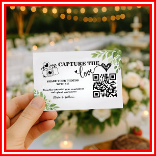 Sage Green Greenery Leg de liefde QR bruiloft vast Informatiekaartje
