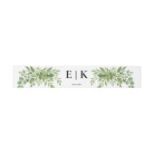 Sage Green Greenery Modern Monogram Trouwen Uitnodigingen Wikkel (Vlak)