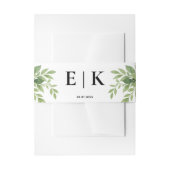 Sage Green Greenery Modern Monogram Trouwen Uitnodigingen Wikkel (Voorkant Voorbeeld)