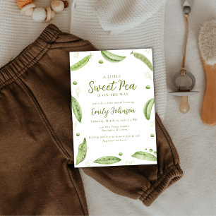 Sage Green Greenery Sweet Pea In Pod Baby shower Kaart