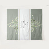 Sage Green Greenery Wedding Photo Booth Backdrop Wandkleed (Voorkant (horizontaal))