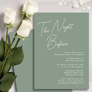 Sage Green grillig script chic de avond ervoor Kaart