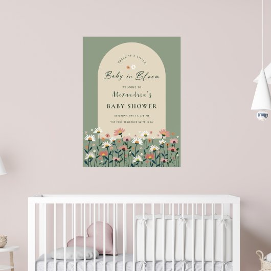 Sage Green Grote Baby in Bloom Douche Sign Poster (Kinderkamer 2)