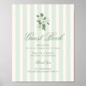 Sage Green Guest Book Table Sign Poster (Voorkant)