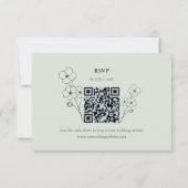 Sage Green Hand Drawn Floral QR Code RSVP (Dos)