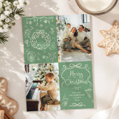 Sage Green Hand Getrokken Bogen Vrolijk Kerstmis 2 Feestdagenkaart