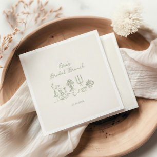 Sage Green Hand Getrokken Bruids Brunch Servet