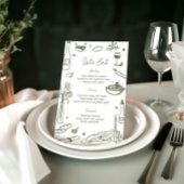 Sage Green Hand Getrokken Whimsical Wedding Menu