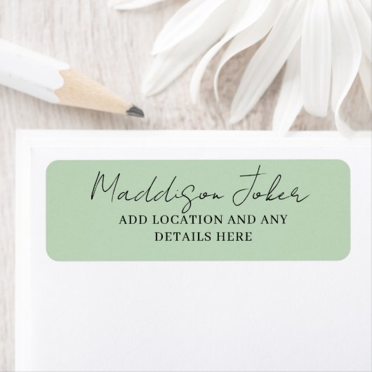 Sage Green Hand Lettered Script Etiket (Insitu)