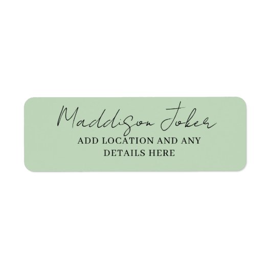 Sage Green Hand Lettered Script Etiket (Voorkant)