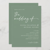 Sage Green Handwritten Script Modern Wedding Kaart (Voorkant / Achterkant)