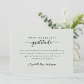 Sage Green Hartelijke Dankbaarheid Begrafenis Bedankkaart (Staand voorkant)