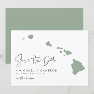 Sage Green Hawaii Kaart Modern Minimalistisch Scri