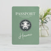 Sage Green Hawaii Passport Bewaar de datum Save The Date (Staand voorkant)