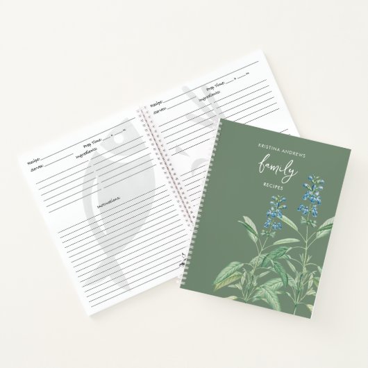 Sage Green Herbs Recipe Family Cookbook Notitieboek (Binnen)