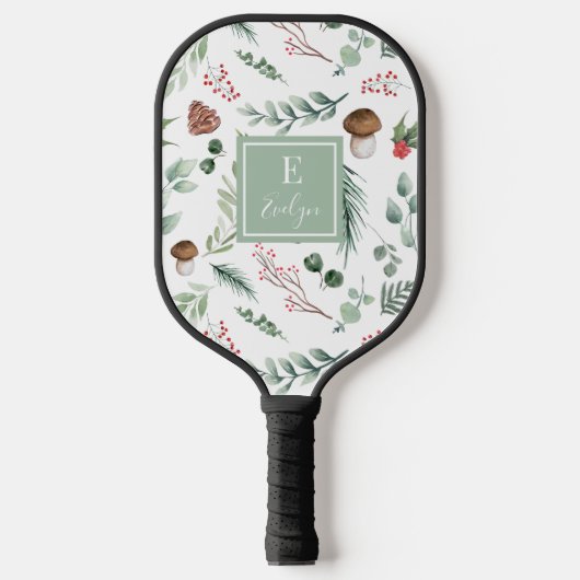Sage Green Holiday Personalized Pickleball Paddle (Voorkant)
