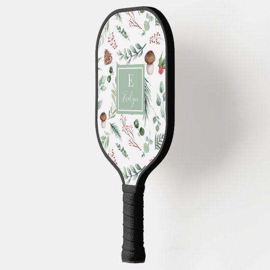 Sage Green Holiday Personalized Pickleball Paddle (Links)