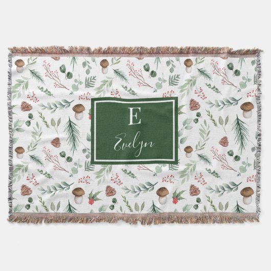 Sage Green Holiday Personalized Throw Blanket Deken (Voorkant)