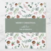 Sage Green Holiday Wijn Etiket (Enkel label)