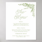 Sage Green Hydrangea Wedding Menu Sign Poster (Voorkant)