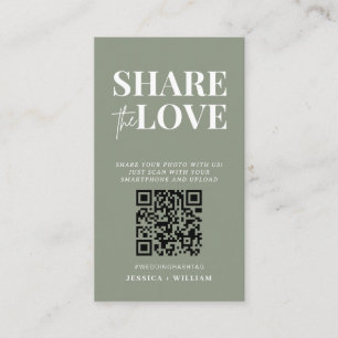 Sage Green I Spy Wedding Deel de liefde QR-code Informatiekaartje