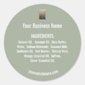 Sage Green Ingrediëntenlijst met logo Ronde Sticker (Voorkant)