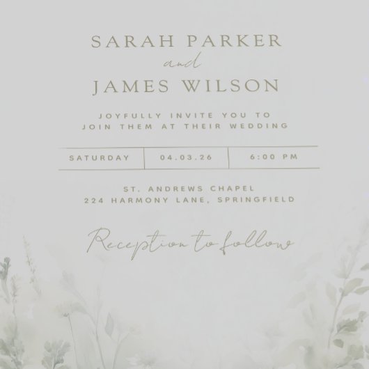 Sage green invitations mariage aquarelle script