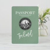Sage Green Ireland Passport Save the Date (Staand voorkant)