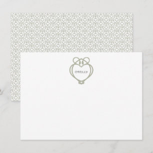Sage Green Irish Celtic Swan Love Knot Family Name Notitiekaartje