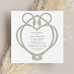 Sage Green Irish Celtic Swan Love Knot Wedding Kaart
