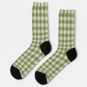 Sage Green Ish Preppy Gingham Plaid Sokken (Links)