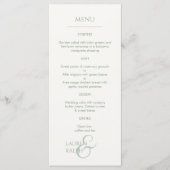 Sage Green & ivoire Monogramme Mariage Menu (Devant)