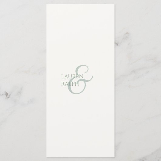 Sage Green & ivoire Monogramme Mariage Menu (Dos)