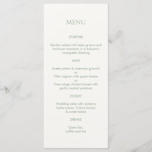 Sage Green & ivoire Monogramme Mariage Menu