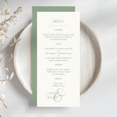 Sage Green & ivoire Monogramme Mariage Menu