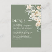 Sage Green Ivory Bloemen Rustieke bruiloft Details Informatiekaartje (Voorkant)