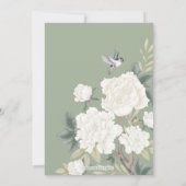 Sage Green Ivory Chinoiserie Floral Save the Date Kaart (Achterkant)