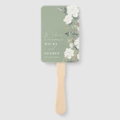 Sage Green Ivory Chinoiserie Wedding Programme Handwaaier (Voorkant)