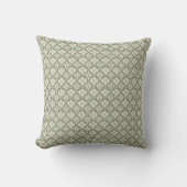 Sage Green & Ivory Damask Print Throw Cushion Kussen (Voorkant)