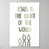 Sage green Jesus is het licht van de wereld poster (Voorkant)