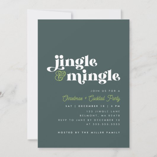 Sage Green Jingle Mingle Modern Kerstfeest Kaart (Voorkant)