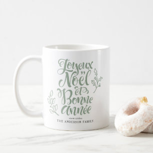 Sage Green Joyeux Noël en Bonne Année Kalligrafie Koffiemok