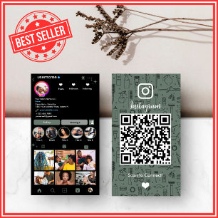 Sage Green Kapsalon Social Media QR Visitekaartje