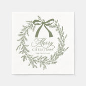 Sage Green Kerstkrans Vakantie Servet (Voorkant)