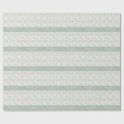 Sage green kerstmis modern minimaal botanisch cade cadeaupapier (Vlak)