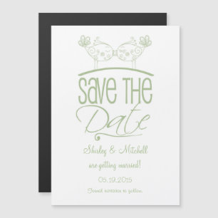 Sage Green Kissing Birds Magnetic Save the Date Magnetische Uitnodiging