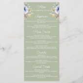 Sage Green Kleurrijke Wildflowers Wedding Menu (Voorkant)