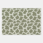 Sage Green Koe Print Inpakpapier Vel (Voorkant 2)