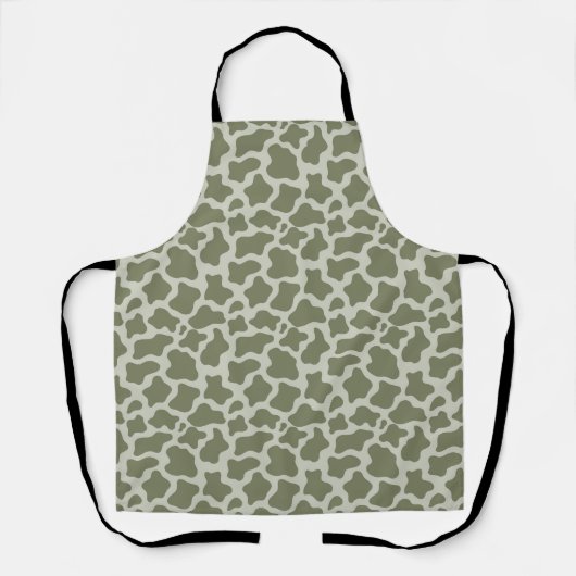 Sage Green Koe Print Schort (Voorkant)